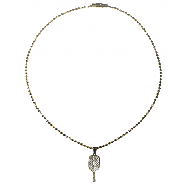Collar con forma de pala con pedrería dorada
