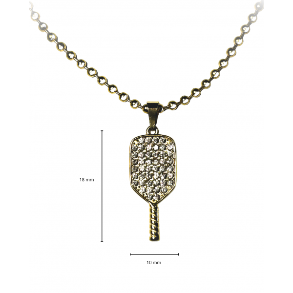 Collier raquette strass dorée