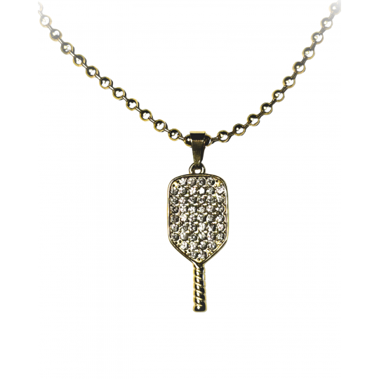 Collar con forma de pala con pedrería dorada