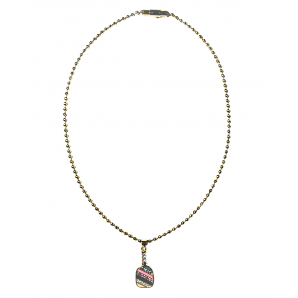 Collier raquette arc en ciel dorée