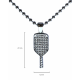 Collier raquette strass argenté
