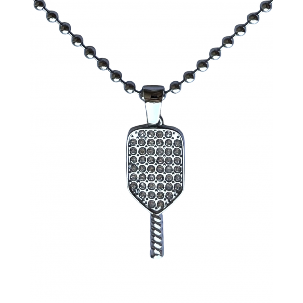Silver rhinestone paddle necklace