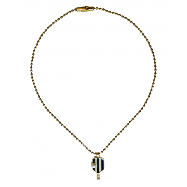 Black striped paddle necklace