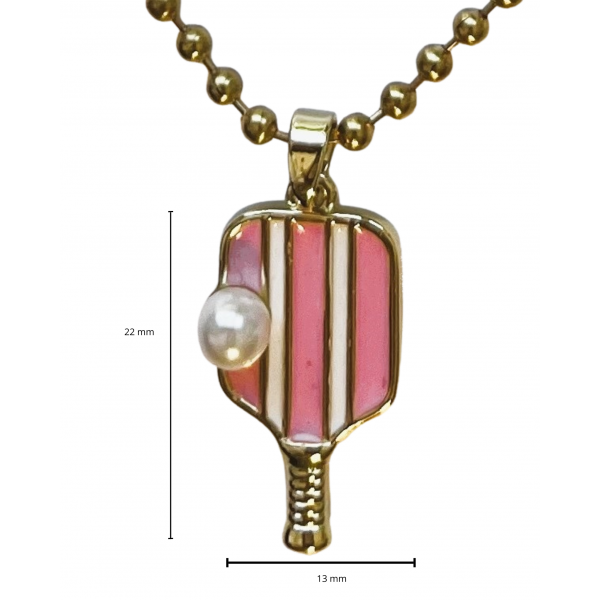 Collier raquette rayée rose
