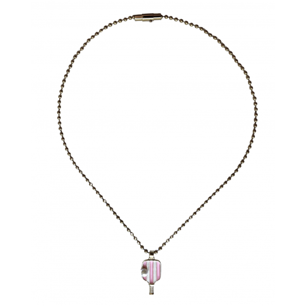 Pink striped paddle necklace