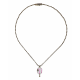 Collier raquette rayée rose