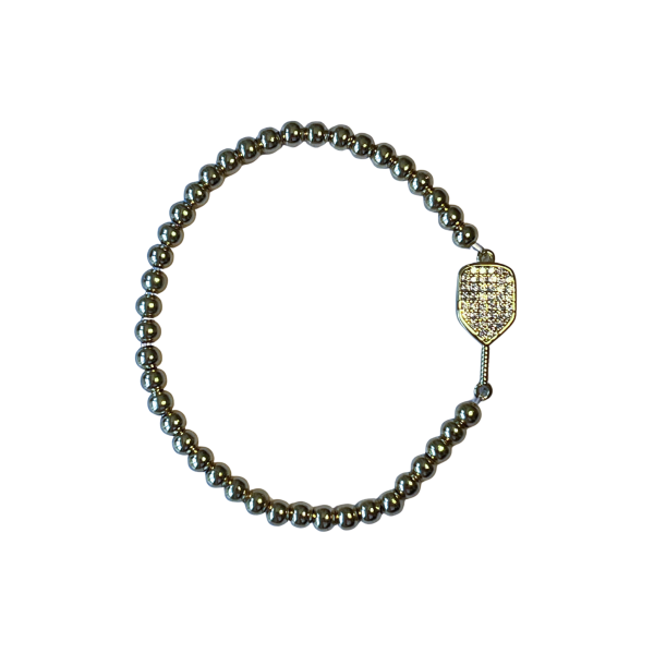 Bracelet raquette strass argenté