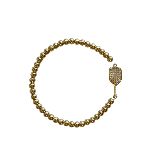Gold plated rhinestone paddle bracelet